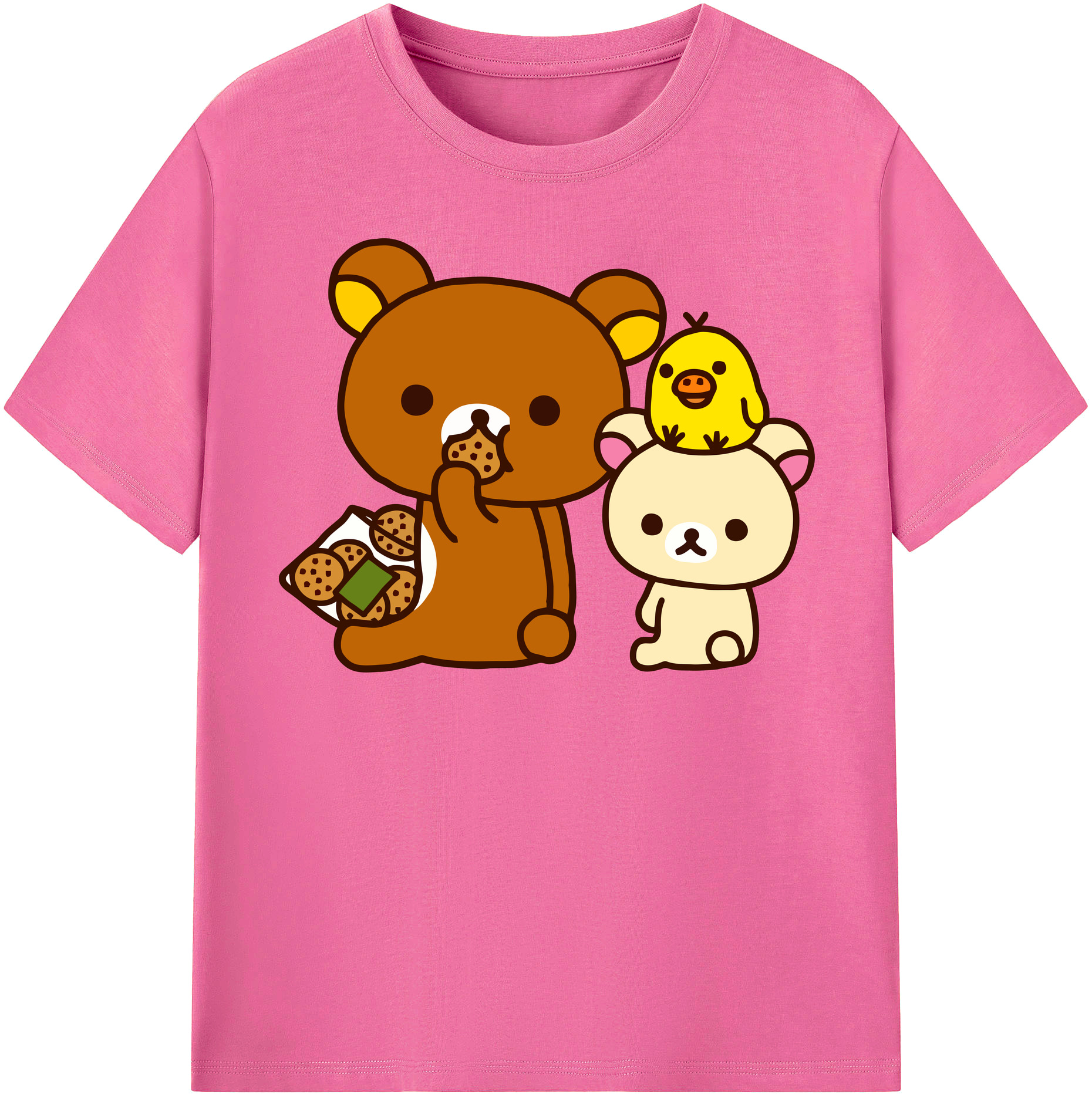 （画像用） リラックマ リラックマ キイロイトリ Rilakkuma Korilakkuma Kiiroitori レディースカジュアルプリントTシャツ（綿100％）